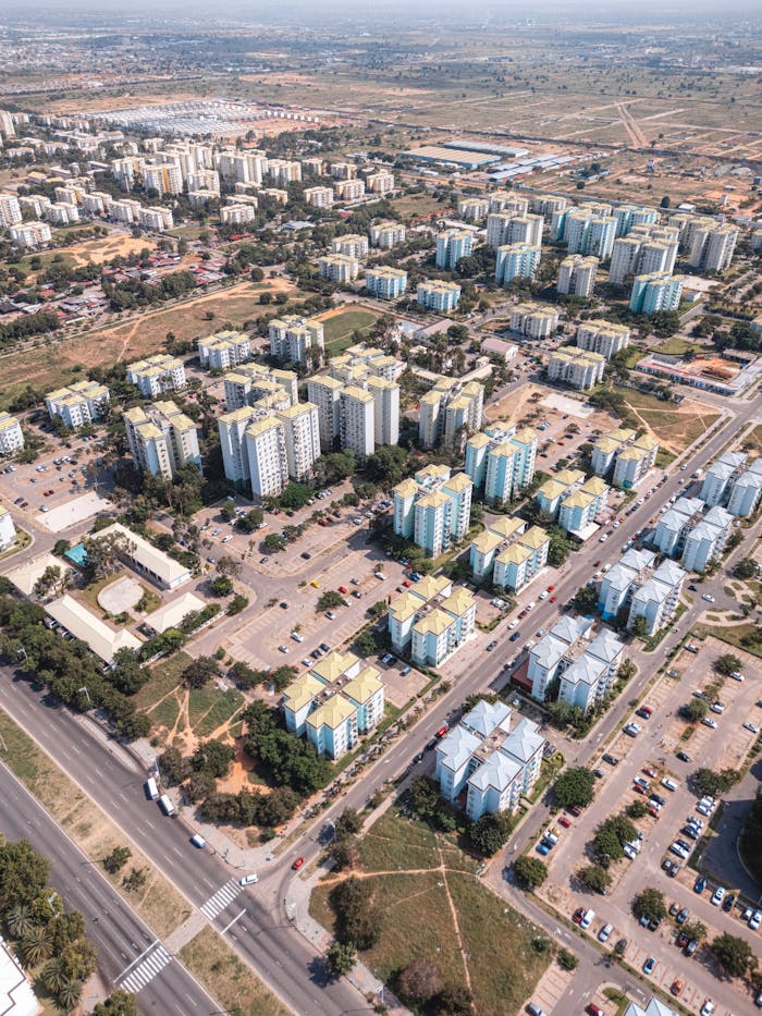 Explore this high-angle shot of the vibrant Kilamba residential area in Luanda, Angola.